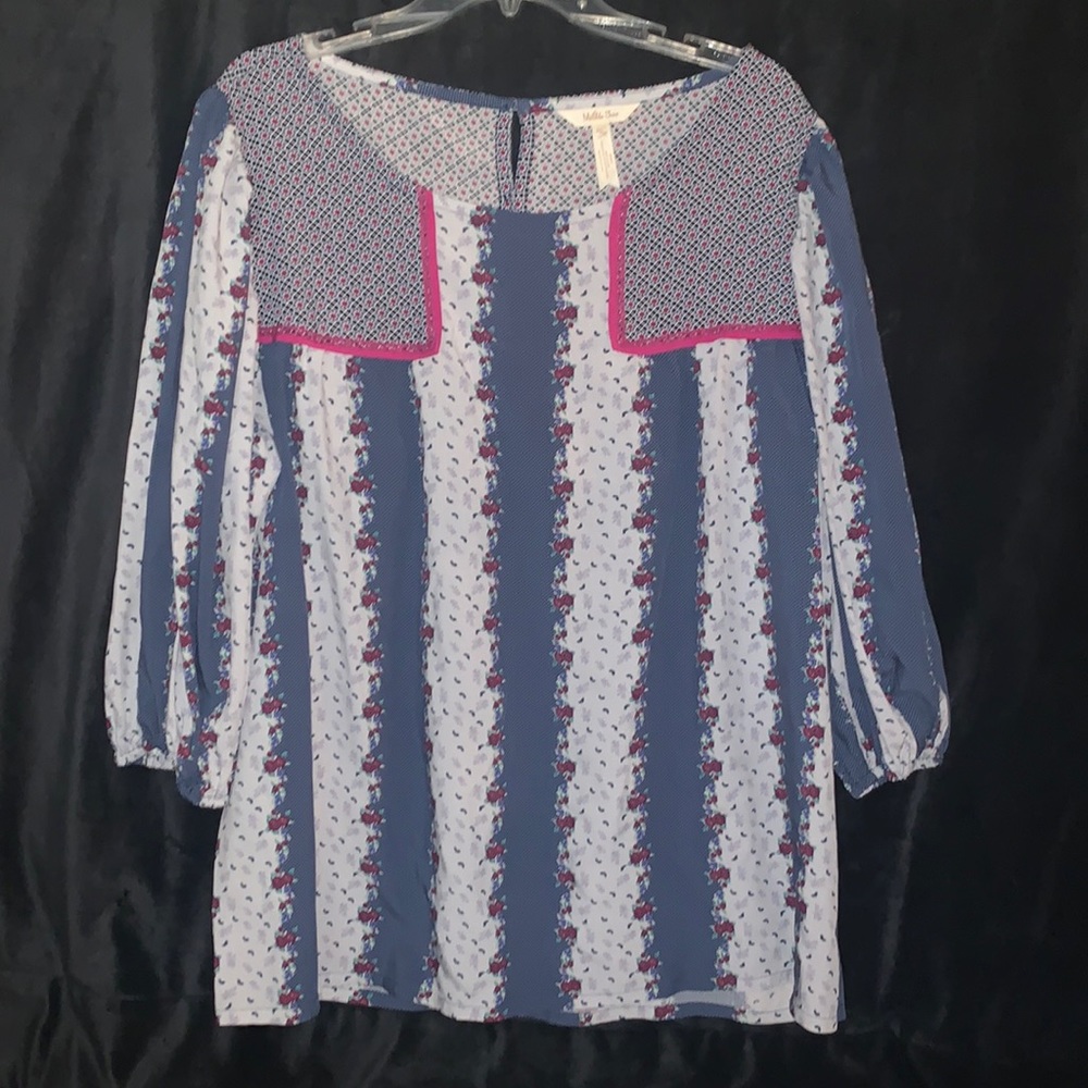 Matilda Jane Blue, White and Pink Peasant Blouse